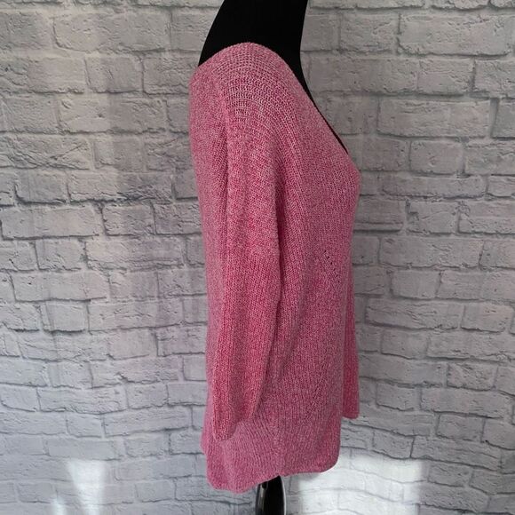 Express new with tags batwing plunging vneck knit sweater marble pink white M - Picture 6 of 11